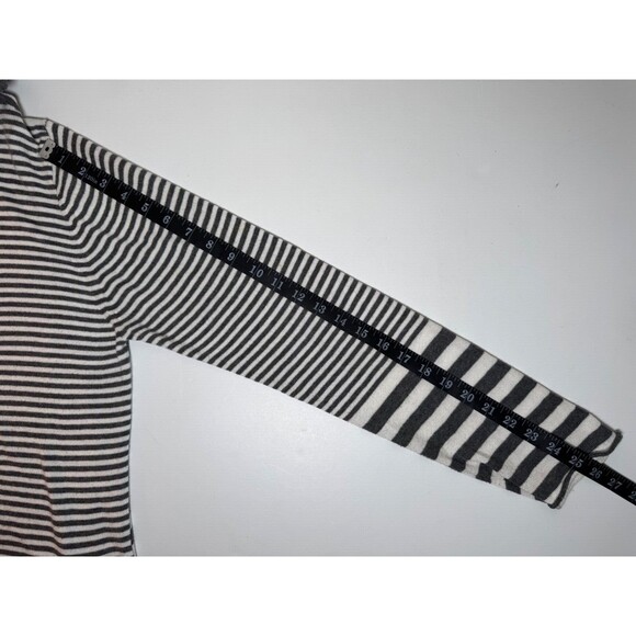 Indigenous Organic Cotton Striped Full Zip Tunic Hoodie Jacket Large Gray White - Picture 7 of 13